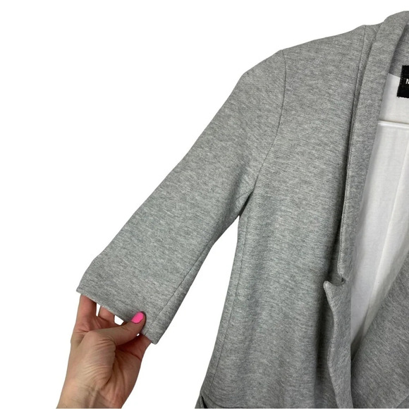 Monrow Knit Blazer Jacket Double Breasted Womens XS Heathered Grey Sweatshirt - Picture 4 of 12